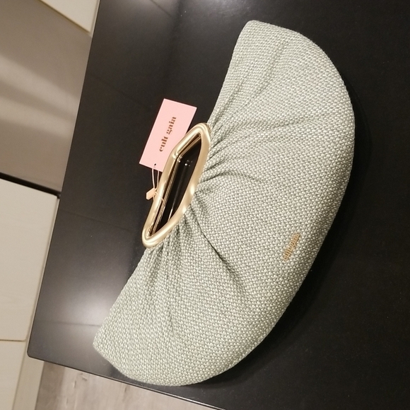 💕CULT GAIA💕 Jada Top Handle Clutch Bag Raffia ~ Mint Green NWT - Picture 10 of 16